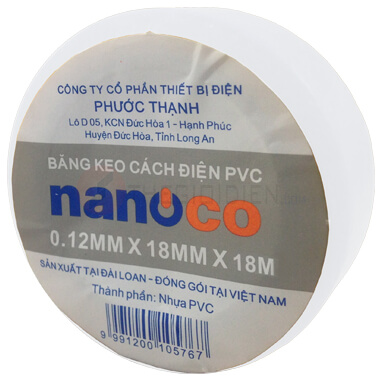 Băng keo điện Nanoco - Màu trắng